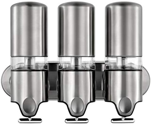 DONGYUER Soap Dispenser Wall-Mounted Stainless Steel Hand sanitizer Metal tie Rod Hotel Bathroom Manual Double Head Single Head Shower Gel Bottle Box,C