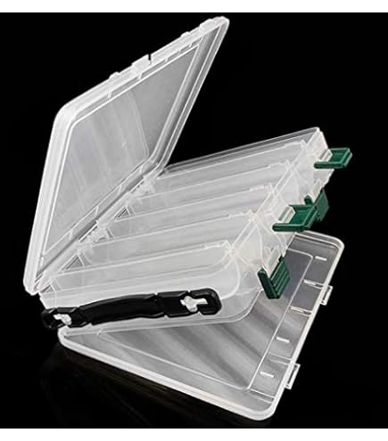 10/14 Compartments Double-Sided Fishing Lure Hook Tackle Box Visible Hard Plastic Clear Fishing Lure Bait Squid Jig Minnows Hooks Accessory Storage Case Container (Brown-14 Slots