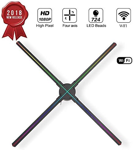 COOKO 2018 3D Hologram Fan Display 65S with Powerful WiFi,1080P HD and 724Pcs Led Beads,Four-Axil Design and High Transfer Speed,Upload by iOS and Android 3D Holographic Fan(25.6Inch)