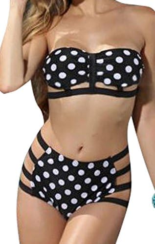 Akee 2015 Very Sexy Bikini Set retro Polka Dot with Modern Touch blackwhite L