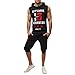 Mens Summer Outfit,Tronet Men's Summer Leisure Fashion Printing Sleeveless Hoodie Vest Shorts Sports Sets
