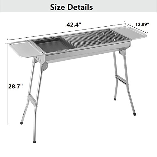 Party Griller 29” Stainless Steel Charcoal Grill Portable BBQ Grill