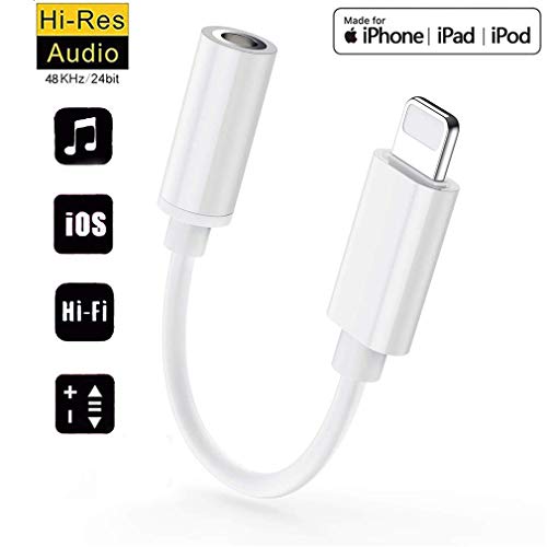Headphone Jack Adapter for iPhone 3.5mm iPhone Xs/Xs Max/XR/ 8/8 Plus/X (10) / 7/7 Plus (Upgraded Version) Audio Splitter Accessories Music Aux Adapter Headphone Dongle 3.5mm Earbud Cable