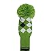 Scott Edward Green Grey White Argyle Golf Club Head Covers, Acrylic Yarn Double-Layers Knitted, with Rotatable Number Tags Set of 4 (Green Grey White Argyle Grey Stripes)