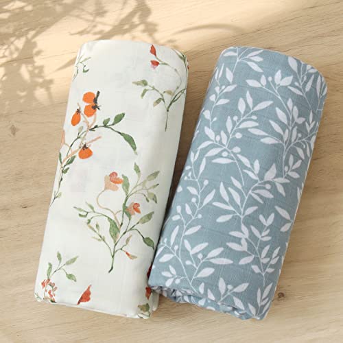 LifeTree Muslin Swaddle Blankets, 3 Pack Baby Swaddling Neutral