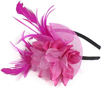 Netting Feathers Big Flower Headband Party Girls Women Fascinator Headwear Cocktail Hat Head Decoration