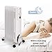 HEATZONE - 1500W - Electric Oil-Filled Home Energy-Efficient Portable Space Heater with Adjustable Thermostat Safety Shut-Off - 3 Heat Settings - White