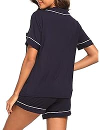 Pijama de manga corta para dama con botones y bolsillos S-2XL