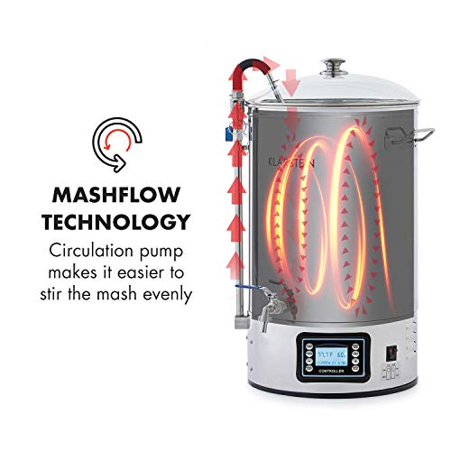 Klarstein Mundschenk • 8 Gallon • Mash Tun • Beer Brewer • Home Brewing System • Mash Tun • 304 Steel • Home Fermentation of Beer and Wine • LCD and Touch Panel • Stainless Steel - Thumbnail 3