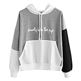 YANG-YI Womens Letters Long Sleeve Hoodie Sweatshirt Hooded Pullover Tops Casual Thin Blouse