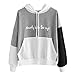 Womens Letters Long Sleeve Hoodie Sweatshirt Hooded Pullover Tops Casual Blouse (M, Gray)
