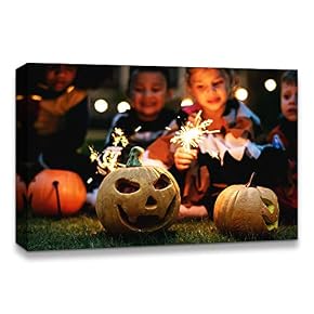 Halloween Pumpkin Lantern Painting Artwork for Home Framed