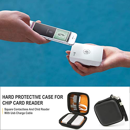 SURDARX Square Contactless Chip Card Reader Scanner Case, Hard Carrying Bag Holder for Credit Cards Reader/More (Black)