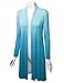 WSK1079 Womens Ombre Open Front Long Cardigan XL Aqua
