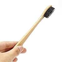 Hejia Portable Pure Bamboo Charcoal Toothbrush Soft Toothbrush with Bamboo Handle Teeth Whitening Toothbrush for Home Traveling