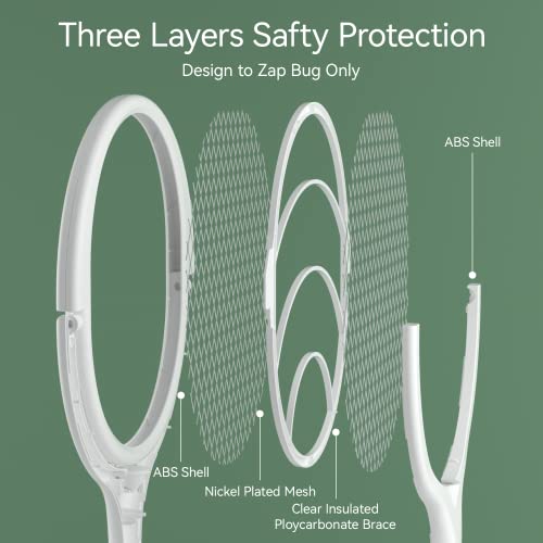 BUGZILLA Electric Fly Swatter Racket Rotating Head TypeC Rechargeable