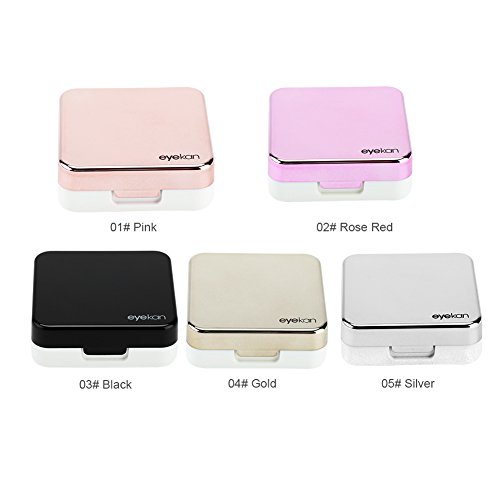 Contact Lens Box, Reflective Cover Contact Lens Case Set Cute Lovely Travel Kit Box (Rose)