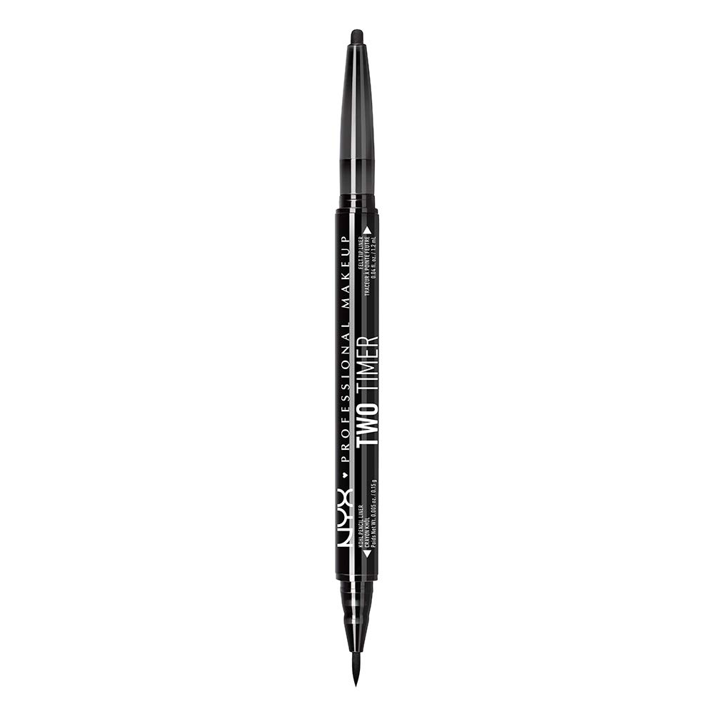 NYX Professional Makeup Two Timer - Dual Ended Crayon Felt Tip Eyeliner - Jet Black, 0.021 kg