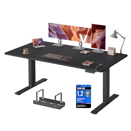 VASAGLE Höhenverstellbarer Schreibtisch, 160 x 80 cm, USB-C-Anschluss
