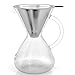 Coffee Gator Pour Over Coffee Maker - 27oz High Heat Borosilicate Glass with Reusable Stainless Steel Filter, Drip Coffee Brewer Dripper Set Carafe, 800ml Clear