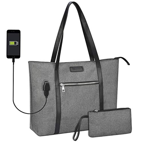 Goodking Laptop Tote Bag for Women, Large Work Bag Purse USB Teacher