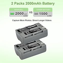 Bonacell EN-EL3E Battery(2 Pack) 2000mAh and LCD