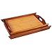 Wood Serving Tray With Handles - Large and Small Stackable Carrying Trays - Brown - 2 Piece Set - 14.8