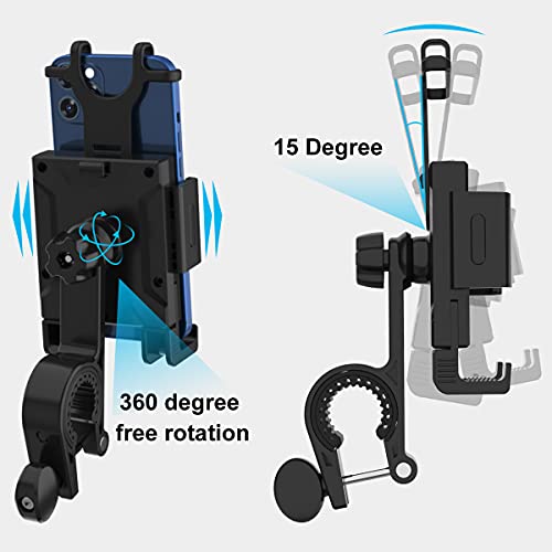 Bike Phone Mount,Motorcycle Phone Mount, Bike Phone Mount Holder for 4.7-6.7 inch Mobile Phone, Anti-Shake & Anti-Scratch ,360 Degree Adjustment ,Black.