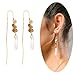 Threader Drop Earring Dangle Ear Long Bar Chandelier Tassel Chain Retro Triangle Crystal Ear Line Jewelry Stone