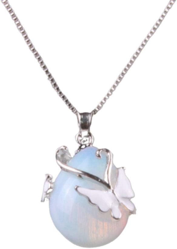 Aineecy Opal Butterfly Necklace Pendant Personalized Teardrop Gemstone Butterfly Choker Necklace for Women Girls Statement Jewelry Gifts