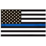 BlueLine Flags, 3 By 5 Foot Thin Blue Line Flag Honoring Our Men And Women Of Law Enforcement, Black, White And Blue American Flag With Brass Grommets
