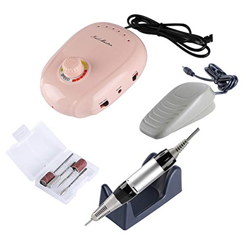 Electric Nail Drill Tools Professional Nail File Manicure with Replacement Nail Drill Bit for Acrylic Nails (Pink)