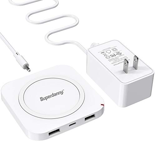 ایگرد | قیمت و خرید SUPERDANNY Ultra-Slim Wireless Charger with 1 Type C  Port, 2 USB Ports, 45W Max Fast Speed Charging Compatible with iPhone  11/Pro Max/XS Galaxy S20/ Note 10/Note10 Plus/S10/S9,