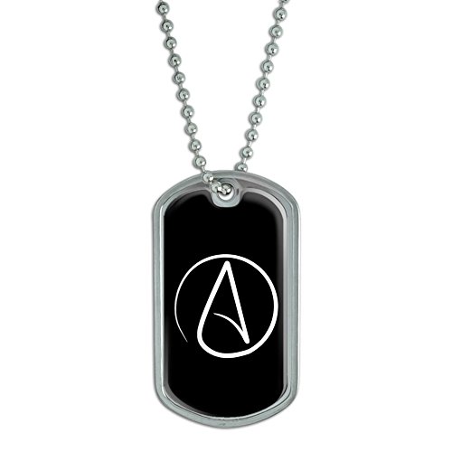 Atheism Symbol - Atheist - White on Black - Military Dog Tag Luggage Keychain