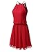 JJ Perfection Women's Sleeveless Double-Layered Pleated Mini Chiffon Dress RED S
