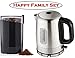 Happy Family Set ❤ Stainless Steel Electric Kettle and Electric Coffee Grinder, Spice Grinder, Stainless Steel Blades, 3 Ounce, Black