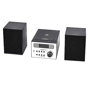 Amazon Basics Mini Hifi-systeem met FM-radio en AUX-ingang – zwart