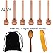 Artcome 24 Pack 4 Inch Wood Honey Dipper Sticks, with Spoon, Ribbon and Storage Bag for Honey Jam Jar Dispense, Mini Individually Wrapped, Wedding Party Favors