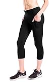 Yogipace (S-2XL) Women's UPF 50+ Side Pockets for Smartphone Water Bottle Compression Capris Cycling Tights without Chamois