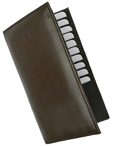 New RFID Blocking Premium Genuine Leather Bifold Credit Card ID Holder (Brown)