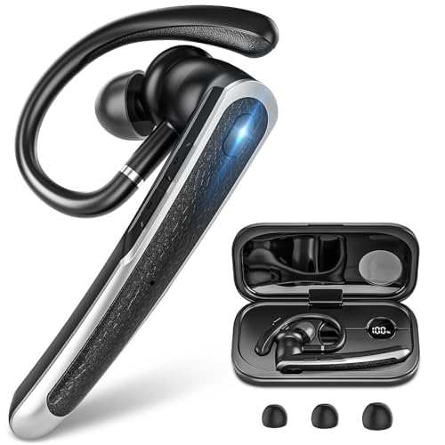 Photo 1 of Sisism Bluetooth Headset, Wireless Bluetooth Earpiece with LED Display Charging Case, V5.3 Hands Free Noise Canceling Headphones with Dual-Mic for Computer/Laptop/Cell Phones/Home/Office/Trucker
