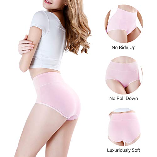 image for wirarpa Women's 2 Pack Cotton Underwear High Waisted Full Coverage Bri