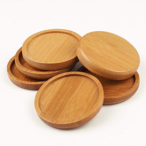 6pcs Bamboo Round Plant Saucer Flower Pot Tray for Cactus Plant Pot Flower Pot Container Planter Bonsai Pots,no Plants Pot