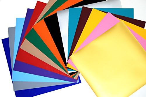 SpotDeals4u PU flex Heat Transfer Vinyl (HTV) for T Shirts garments bags and other fabrics - 15 Color Sheets 10" X 10" - Assorted colors - Iron on Vinyl for T Shirts