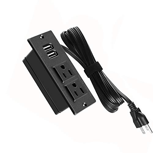 Conference Recessed Power Strip Socket,Desktop Power Grommet Power Strip with 2Outlet & 2 USB