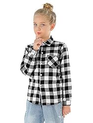 OCHENTA Big Boys' Button Down Flannel Plaid