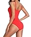 Romenza Women Swimsuit 1 Piece Tummy Control Slimming Ruched Swimwear Bikini Beachwear