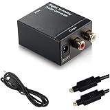 Digital To Analog Audio Converter, Digital Toslink Optical To Analog Stereo Audio L/R 2RCA Adapter With Optical Cable Usb Power