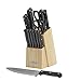 Farberware 17-Piece Triple Rivet Stainless Steel Knife Block Set, Black