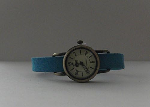 Minimalist watch, wrap watch, wrap around watch, wrap turquoise/blue suede appearance bracelet with round watch, wrap leather watch, unique watch by JuSal08 Tailor made strap at no extra cost.